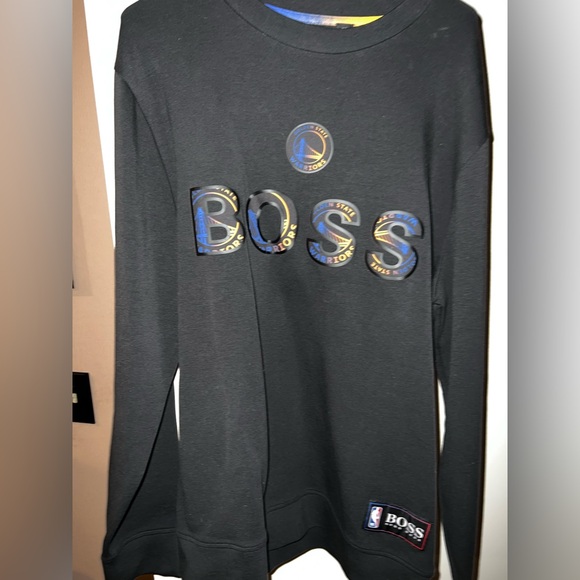Hugo Boss Black Sweatshirt with NBA Logo warriors euc large